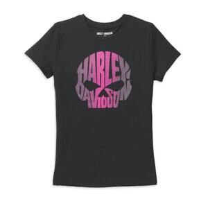 Harley Davidson Women's Skull Graphic Tee Black / Pink M 100% Cotton